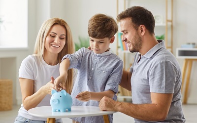 CD promo image - family with piggy bank